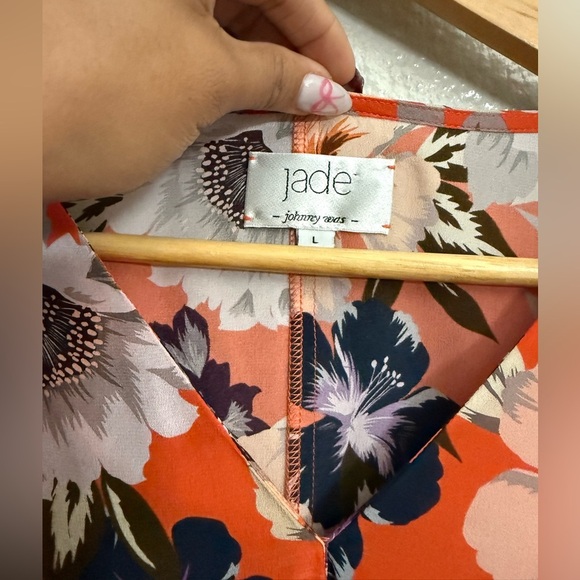 Johnny Was Jade Deepika Tie Front Midi Floral Silky Orange Dress - Picture 4 of 12